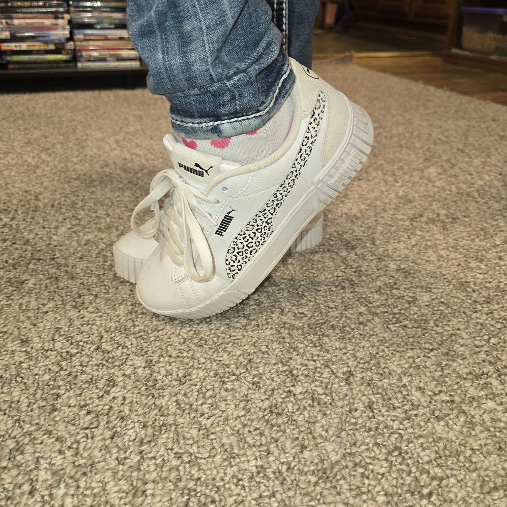 Puma White Sneakers with Leopard Print